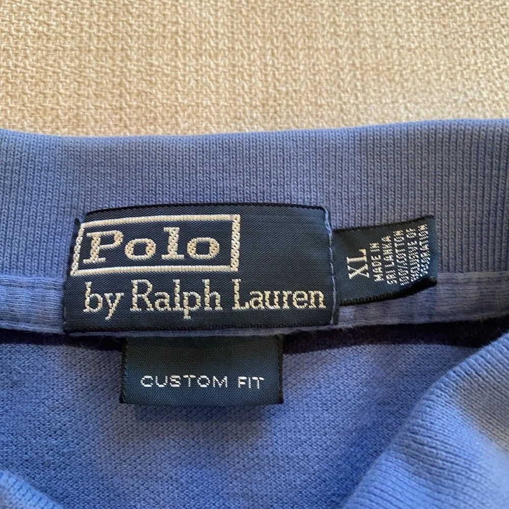 Vtg Polo Ralph Lauren Blue Striped Polo Shirt Men's XL